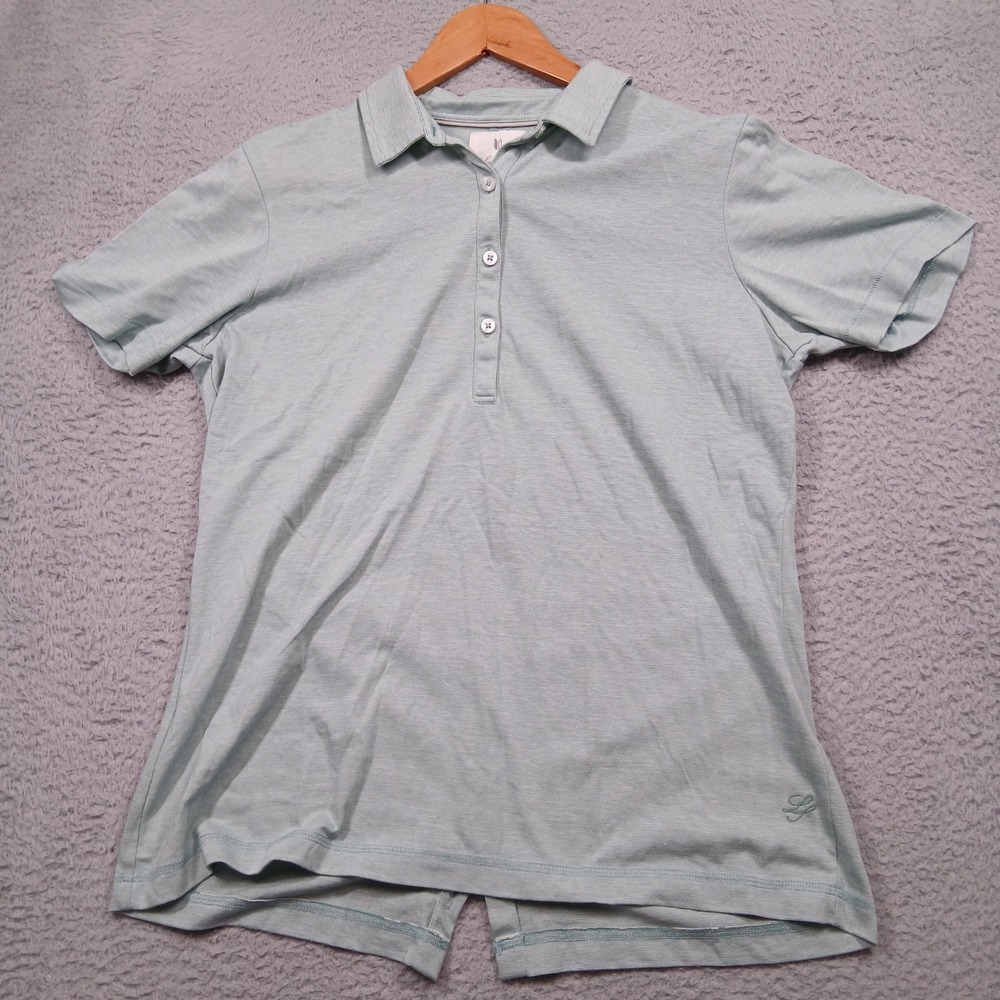 LinkSoul John Ashworth Polo Shirt Womens XL Light Green Button Back Golf Top - Picture 2 of 8